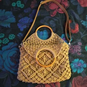 Woven Tan Crossbody Purse